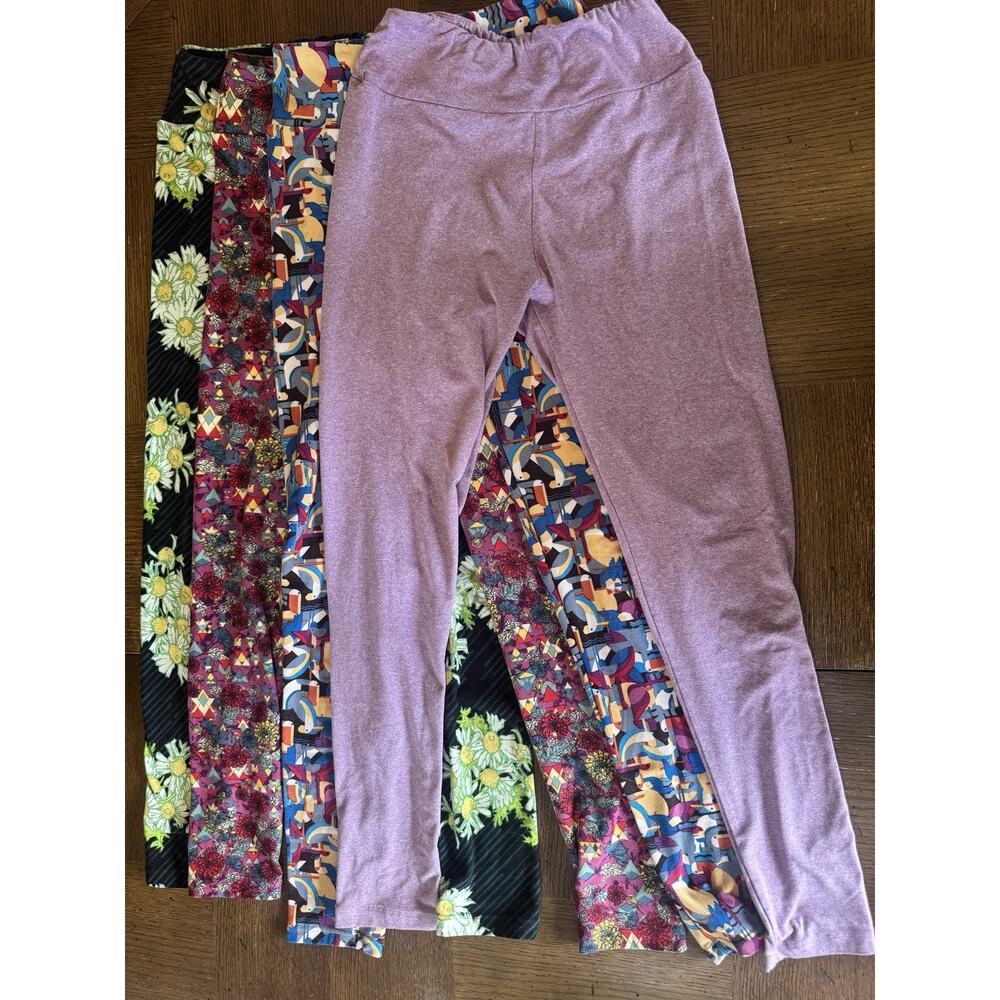 Lot of 4 Lularoe Leggings Womens OS‎ One Size (sz 2-10) Colorful Buttery Soft
